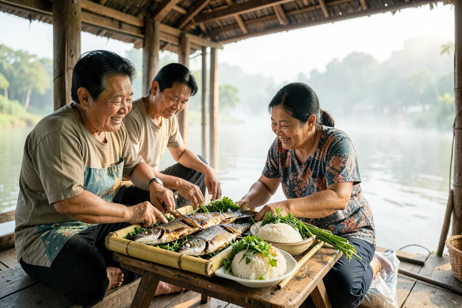 Ăn gì quanh hồ Ba Bể theo mùa: cá hồ, tôm tép, rau rừng và mâm cơm Tày