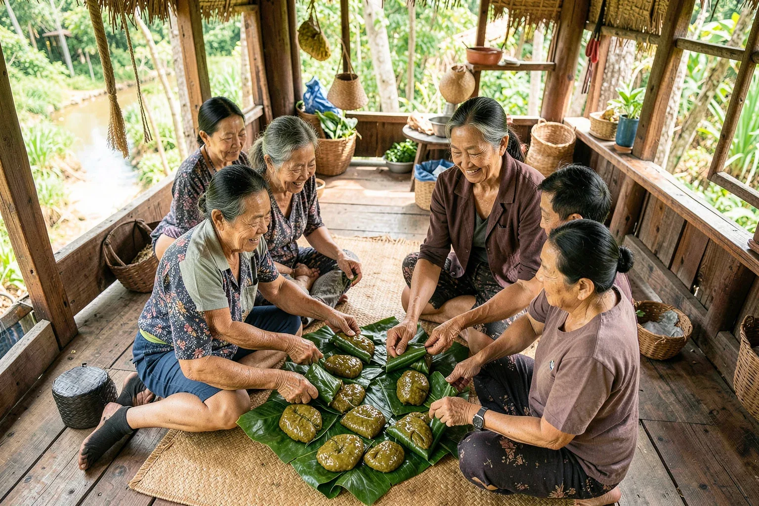 Bánh chưng gù của người Tày Cao Bằng: gói lưng gù, luộc qua đêm