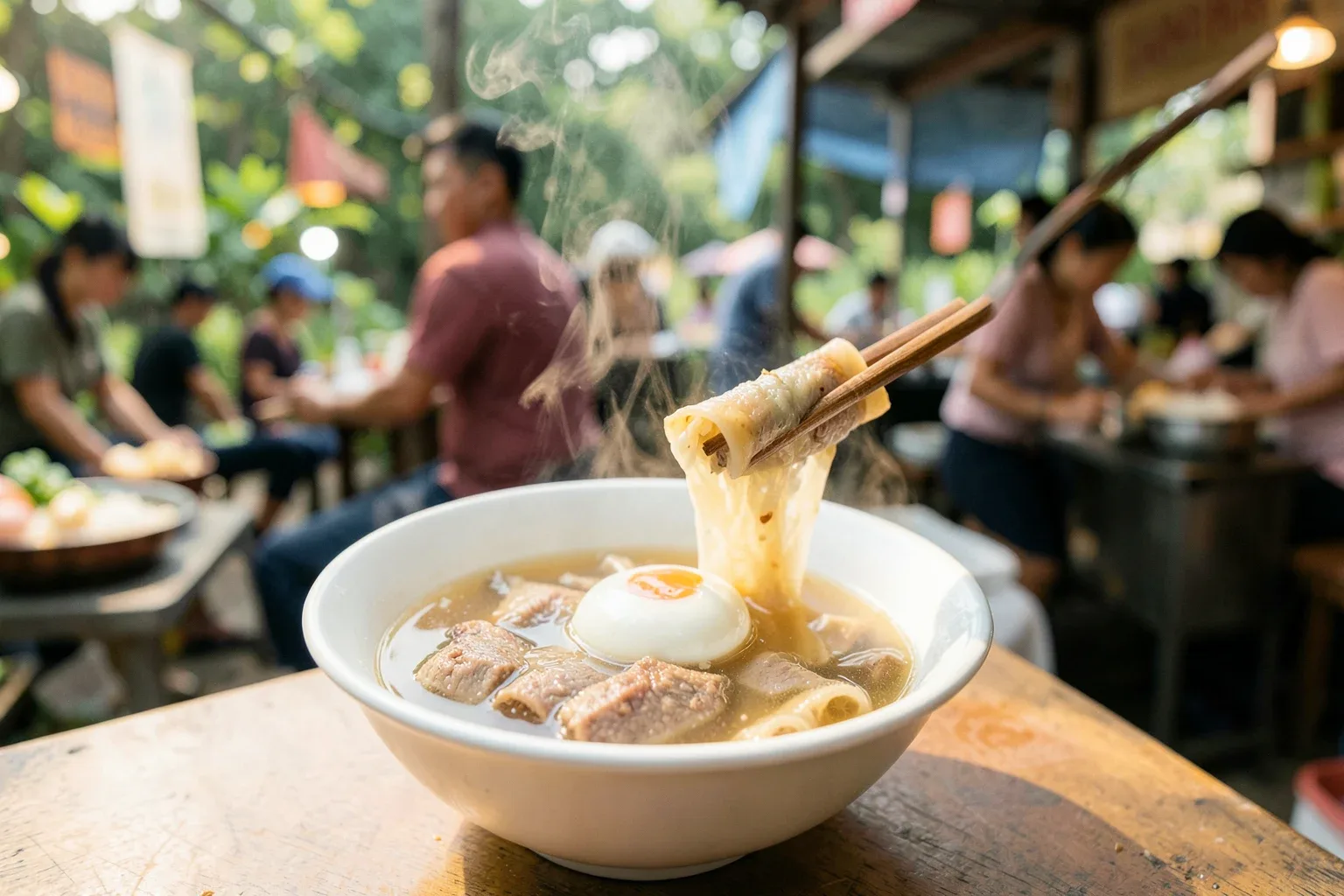 Bánh cuốn Cao Bằng chan canh xương: ăn sáng đúng kiểu người Cao Bằng