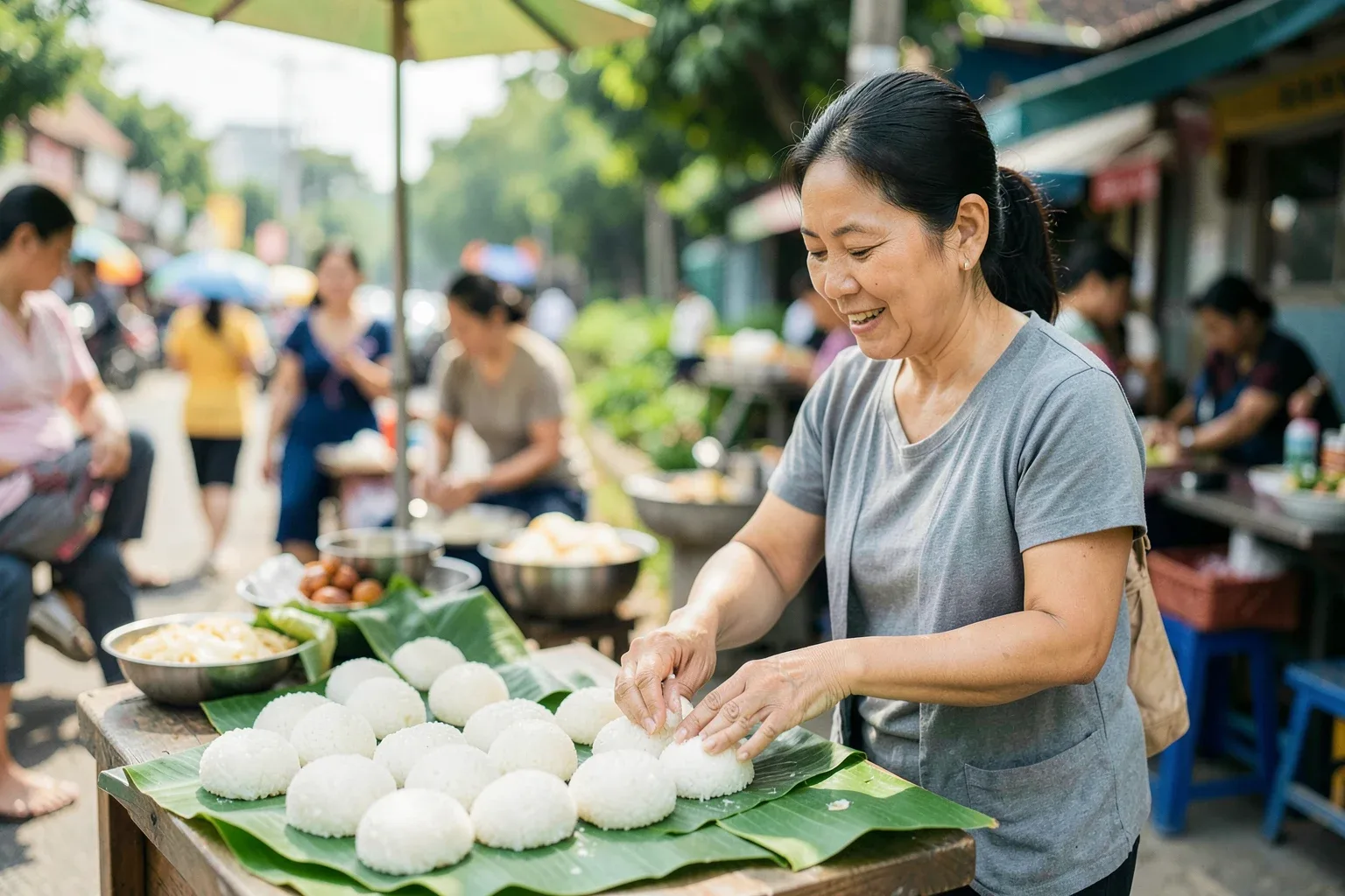 Bánh dày Quán Gỏi (Hải Dương cũ): nếp giã dẻo, nhân đậu và cách ăn