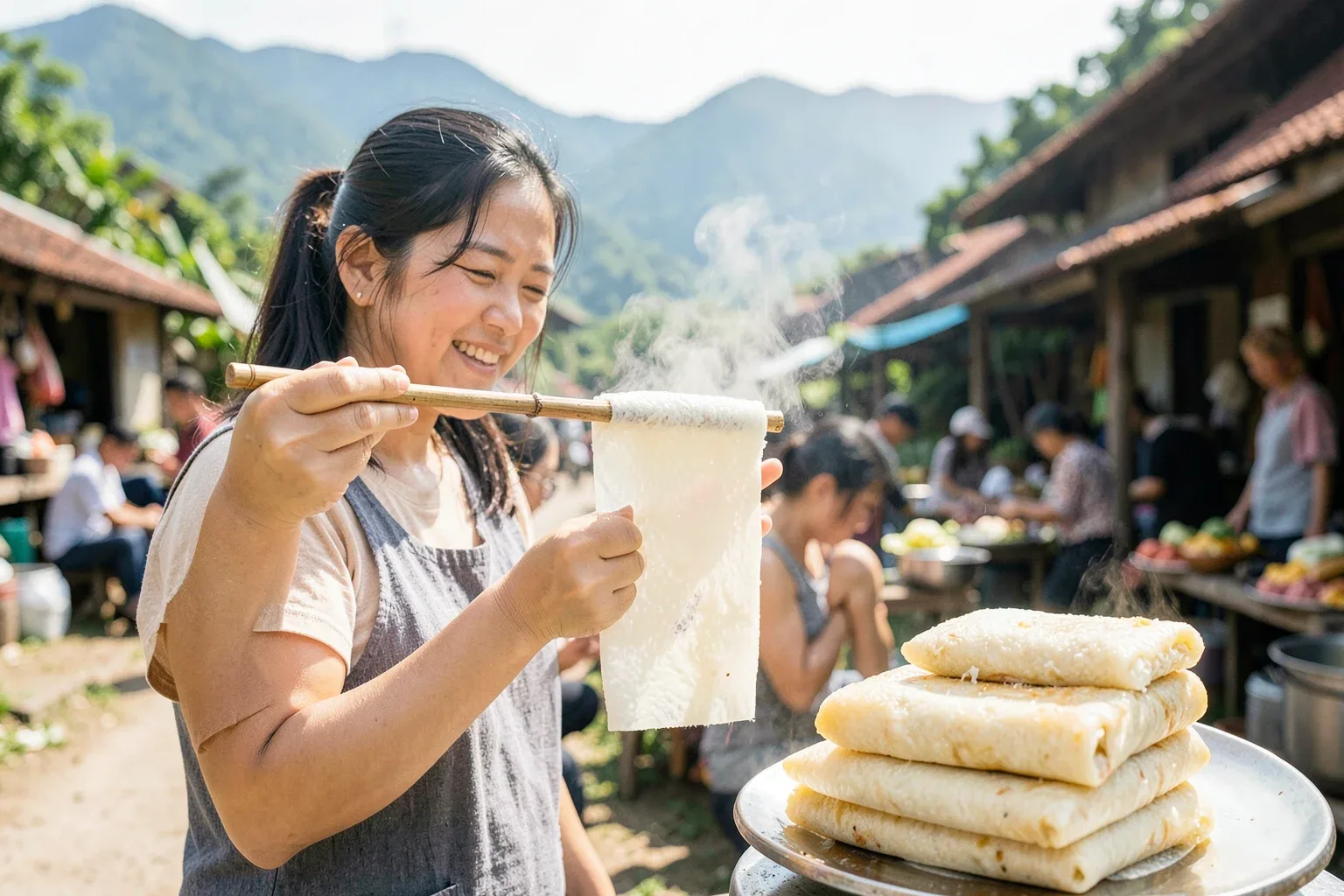 Bánh gật gù Tiên Yên: bánh gạo cuộn không nhân, chấm mỡ gà và cách làm