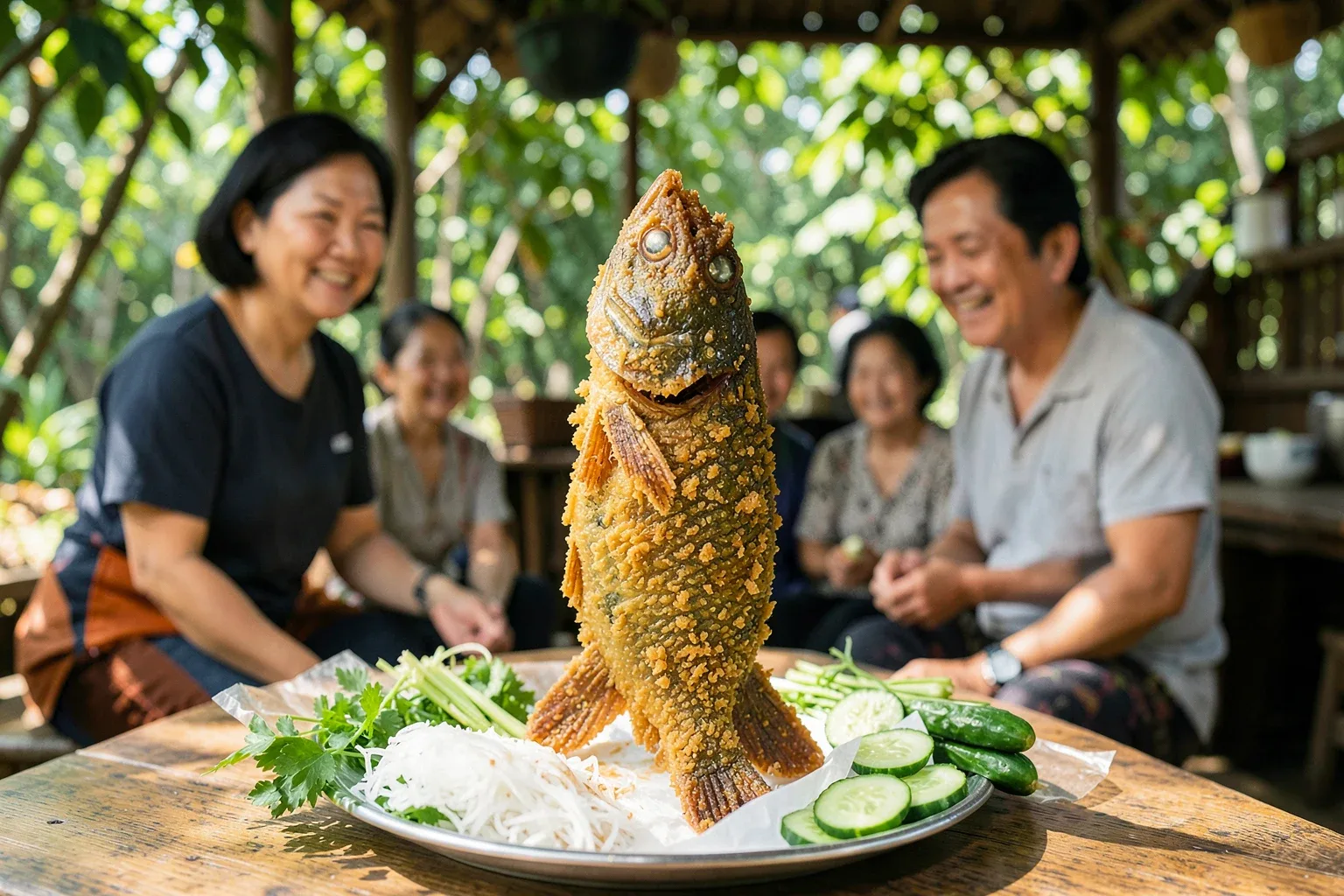 Cá tai tượng chiên xù cuốn bánh tráng: món miệt vườn Vĩnh Long ăn sao cho đúng