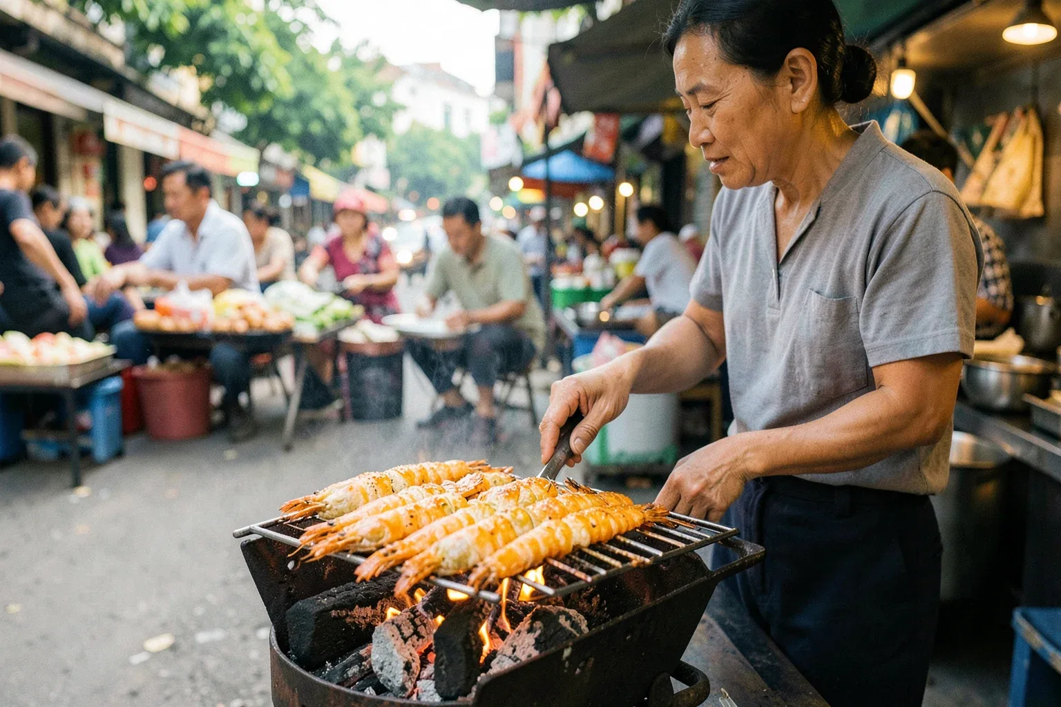 Chả tôm Thanh Hóa: hấp trước, nướng sau và ăn với dưa góp đu đủ