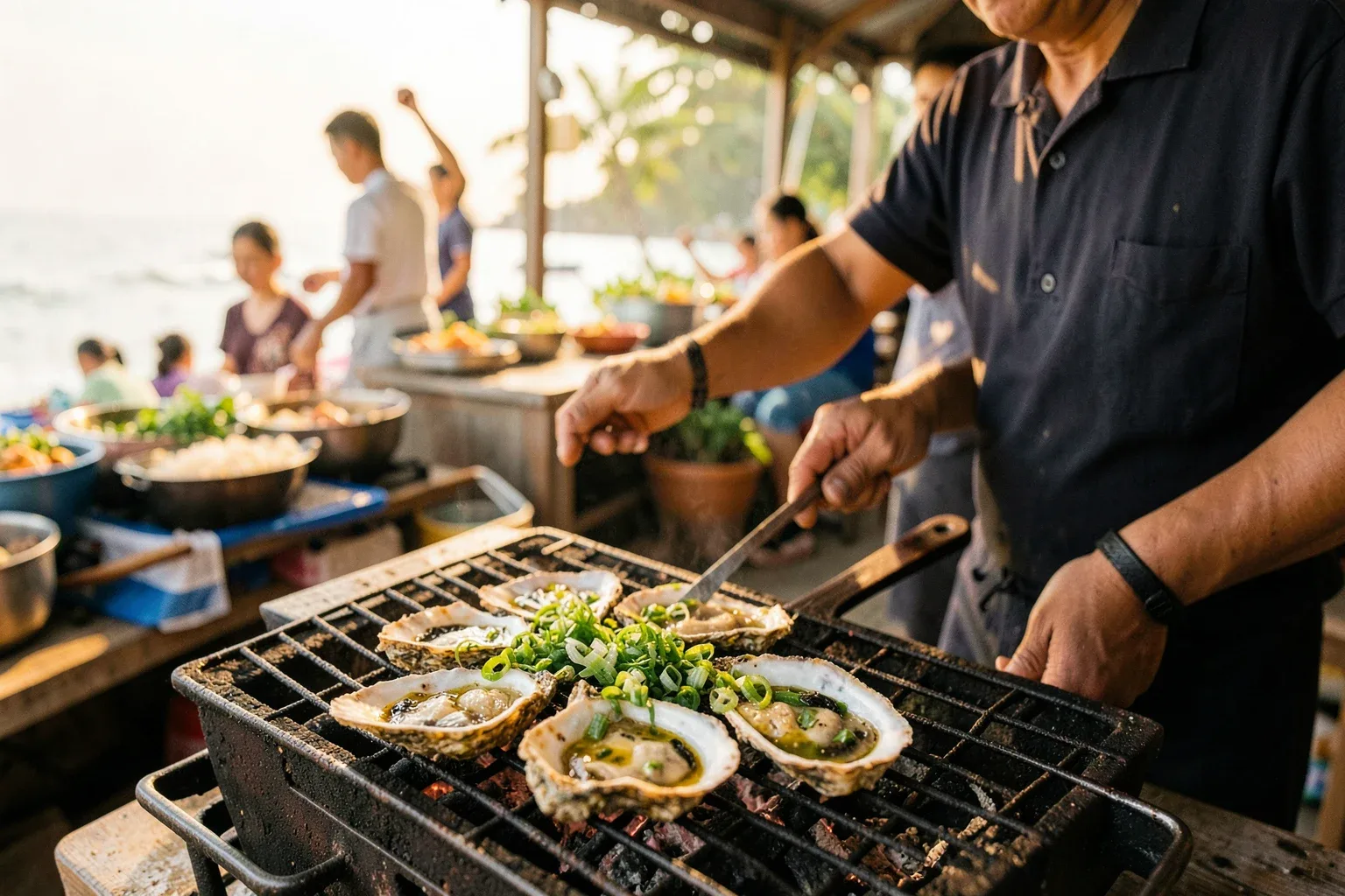 Hàu Vân Đồn: nướng mỡ hành, cháo hàu và có nên ăn hàu sống?