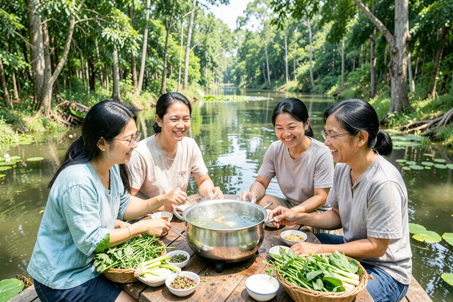 Lẩu mắm U Minh: nồi lẩu của rừng tràm và rổ rau đồng đi kèm
