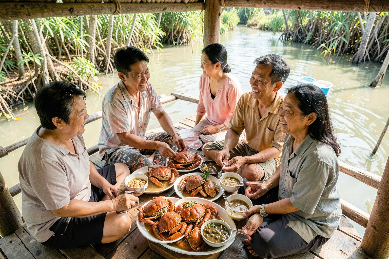 Món cua của người Cà Mau: rang me, hấp nước dừa, cháo cua, lẩu cua bần