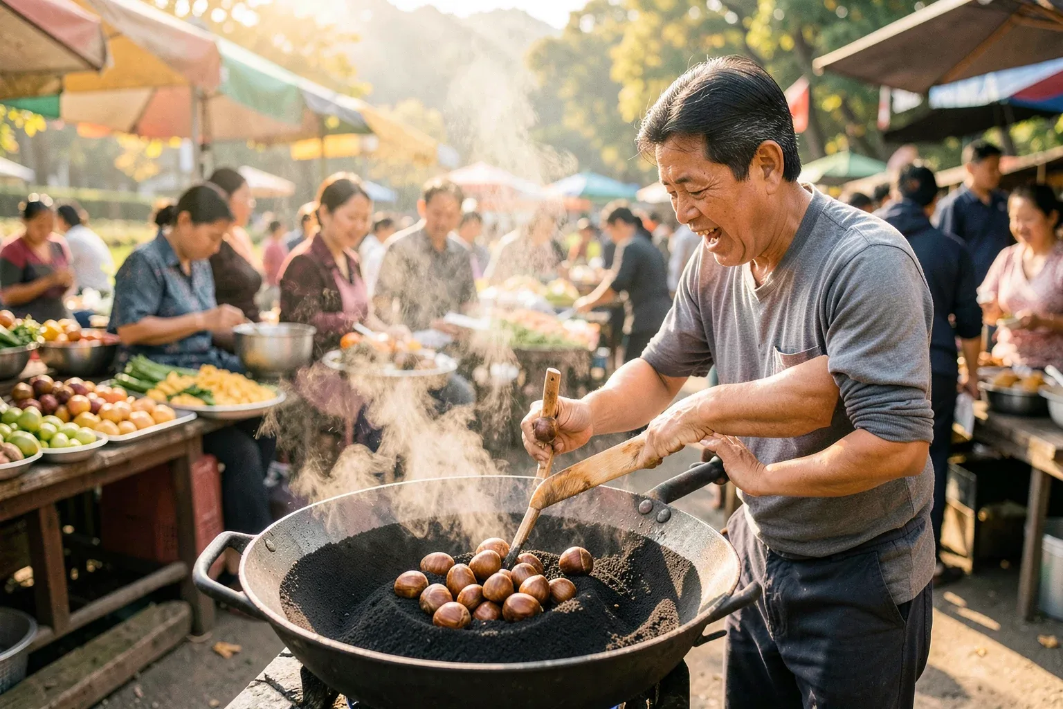 Nấu món từ hạt dẻ Trùng Khánh: rang, luộc, gà hầm và xôi hạt dẻ