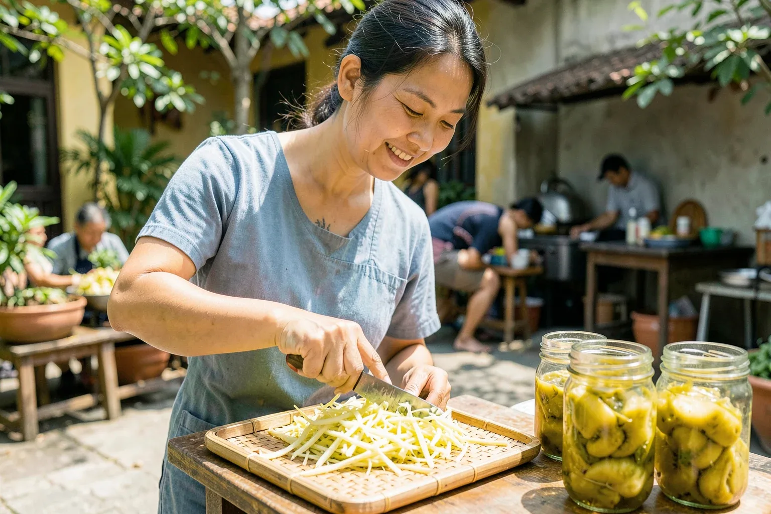 Nhút Thanh Chương vào bếp: muối nhút mít và sáu món nấu cùng nhút