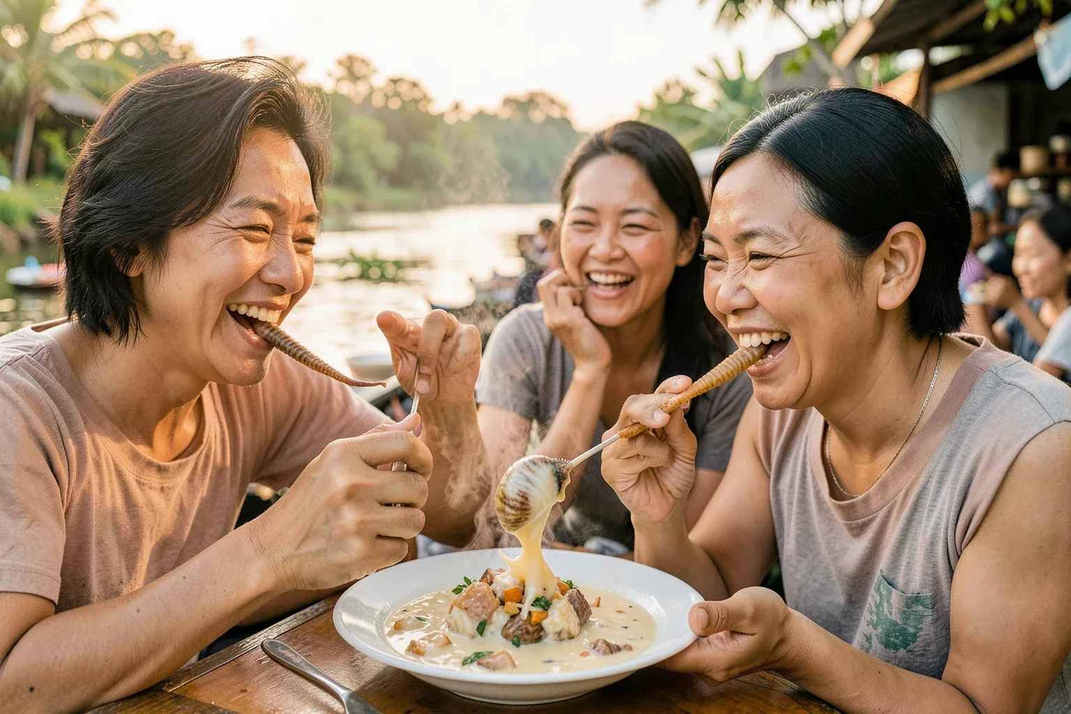 Ốc len xào dừa Cà Mau: ngâm sạch, chặt đuôi và xào sánh nước cốt