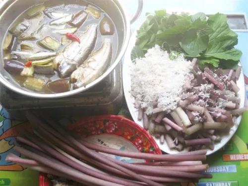 Món bông súng mắm kho đặc sản dân dã Đồng Tháp