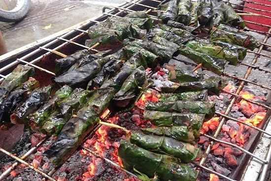Nhớ món ngon ở Hòa Bình, nhớ thịt trâu cuốn lá bưởi nướng